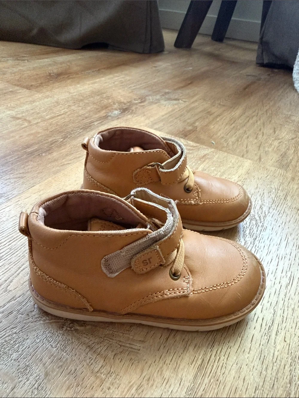 Stride Rite Toddler Chestnut Leather Hook-and-Loop Boots